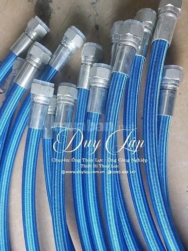 Ống chịu nhiệt teflon bọc lưới inox, bọc bố vải xanh, đỏ