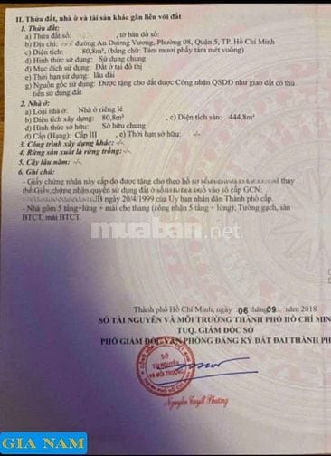 BÁN NHÀ MẶT TIỀN : 107 - 109 AN DƯƠNG VƯƠNG - P. 8 - Q. 5 HCM