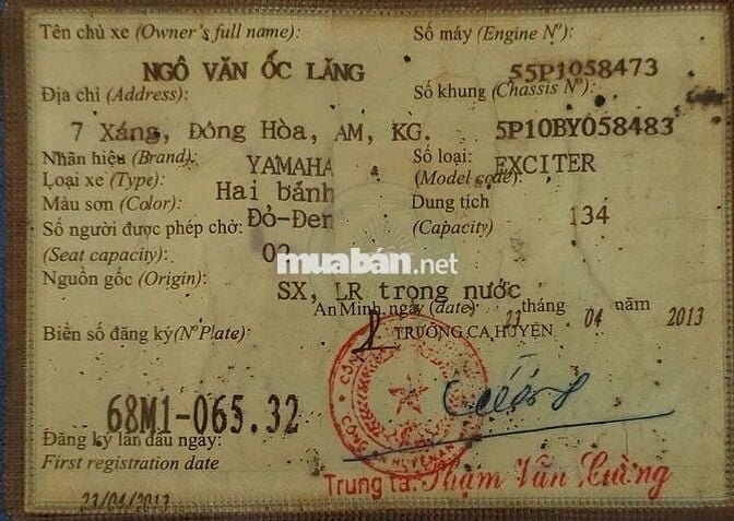 Cần bán chiếc exciter 135cc 2013 màu đỏ đen