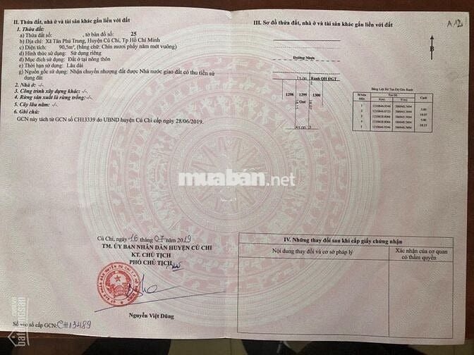 Bán Đất Thổ Cư 100%.DT 90m2 Nằm Ngay 1 Sẹc TL 2 ,Củ Chi - Giá 820tr