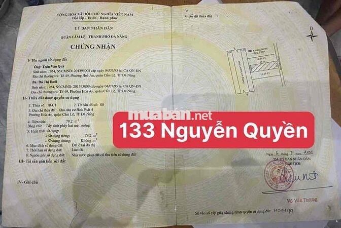 🌟 BÁN ĐẤT MẶT TIỀN NGUYỄN QUYỀN – SÁT BẾN XE TRUNG TÂM ĐÀ NẴNG 🌟  🏠 Số