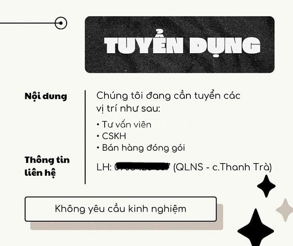 NHẬN NHÂN VIÊN BÁN HÀNG Ở GÒ VẤP/ TÂN BÌNH/ TÂN PHÚ - CÓ PHỤ CẤP