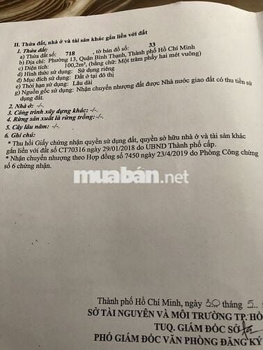 Bán đất hẻm 9m Bình Lợi, DT: 5x20m. Hẻm thông.