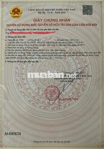 Chính chủ cần bán lô đất mỹ phước ngang 15 dài 120m