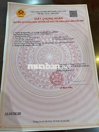 Tái Định Cư Hố lang Tân Đông Hiệp  TP HCM