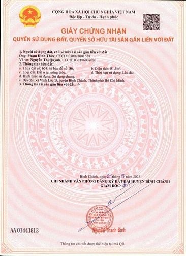  Sang nhượng khu đất xã Vĩnh lộc, huyện Bình chánh, TP.HCM.