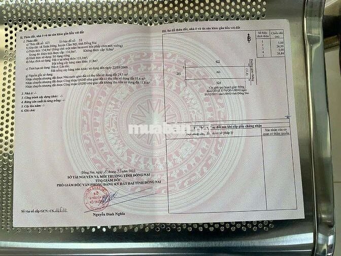 🔥 Cần bán gấp 134.9m², Cẩm Mỹ, Đồng Nai– Giá chỉ 830 triệu!!!