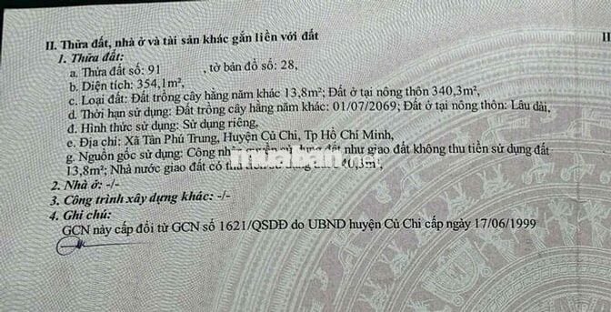 🏡 BÁN LÔ ĐẤT ĐẸP – XÃ TÂN PHÚ TRUNG, HUYỆN CỦ CHI (KHU CỦ CHI MỚI) 🏡