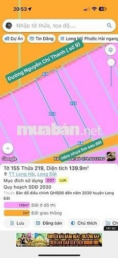 ĐẤT MẶT TIỀN BIỂN LONG HẢI BRVT CẦN BÁN