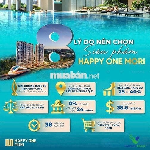 Căn hộ ngay trung tâm Lái Thiêu Happy One Mori giá chỉ từ 38,6tr/m2