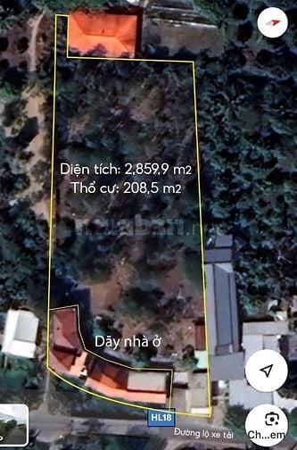 Bán Đất (kèm dãy nhà ở), Hương lộ 18 đi vào