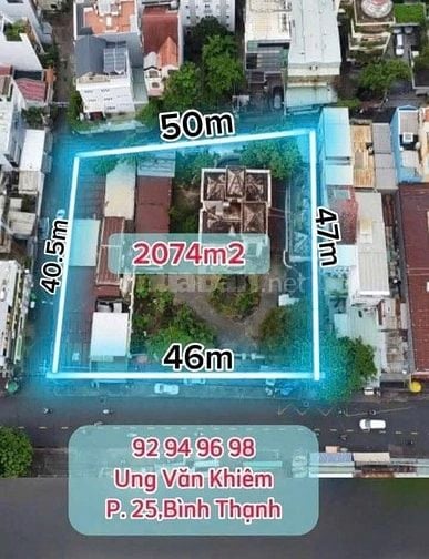 Quỹ đất 2.074m2 full thổ cư 3 mặt tiền Ung Văn Khiêm - Bình Thạnh 