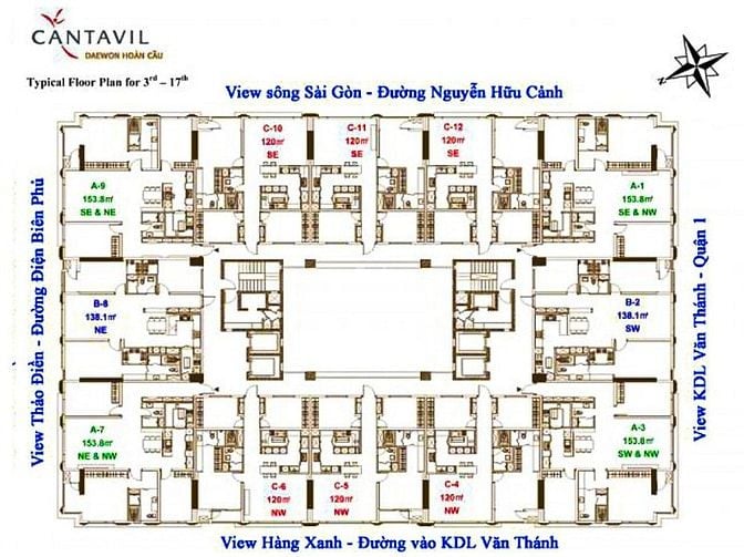 Bán Căn hộ tại Cantavil Hoàn Cầu gồm 3 phòng ngủ view city 131m2
