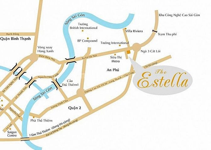 Căn hộ bán tại The Estella An Phú gồm 2 phòng ngủ tầng cao 124m2