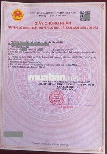 Đất gần Đại Học Quốc Gia, Phường Bình An, Tp Dĩ An.