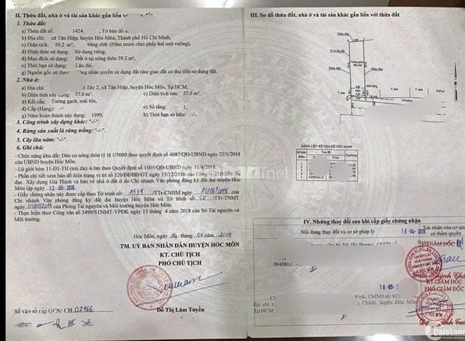 BÁN NHÀ 1 SẸC TÂN HIỆP 39-40, HÓC MÔN – SỔ HỒNG RIÊNG – GIÁ CHỈ 780TR