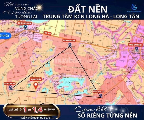 Bán đất nền KDC long hà, gần 3 KCN Long Tân – Long Hà – Bù Nho