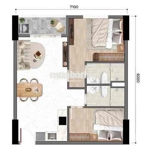 Căn hộ 2PN Bcons Asahi Dĩ An, giá 2.8 tỷ, nhận nhà Quý 2/2027