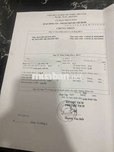 Nhà đường 759 Hương Lộ 2 4x13.5 C4 hẻm 4m thông 4tỷ 250 triệu