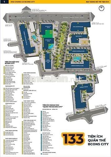 CẦN BÁN GẤP CĂN 2PN2WC THÁP GREEN SAPPHIRE - BCONS CITY