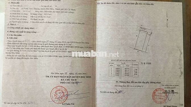 Đất 8 x 21 (161m2 full thổ) hẻm ôtô 4m gần chợ Xuân Thới Thượng