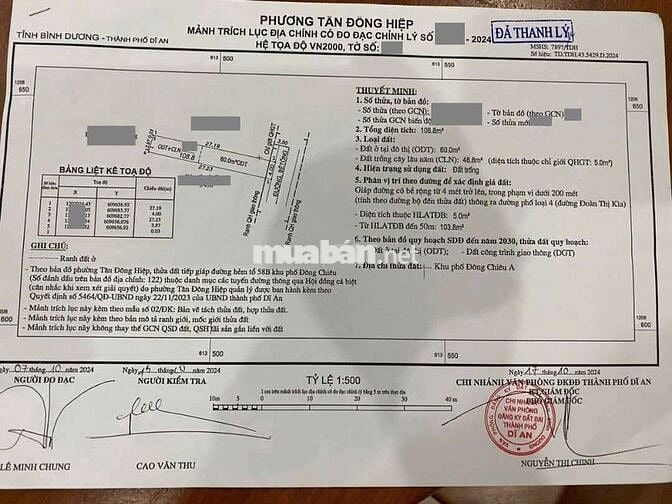 Đất Đoàn Thị Kia phường Tân Đông Hiệp Tp Dĩ An