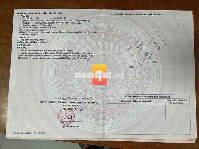 68,3M LÔ GÓC FULL THỔ CƯ TẠI BÌNH YÊN GẦN ĐƯỜNG 420