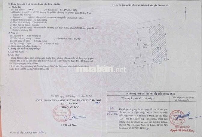 Bán nhà đầu ngõ Giáp Bát (giáp phố Kim Đồng)