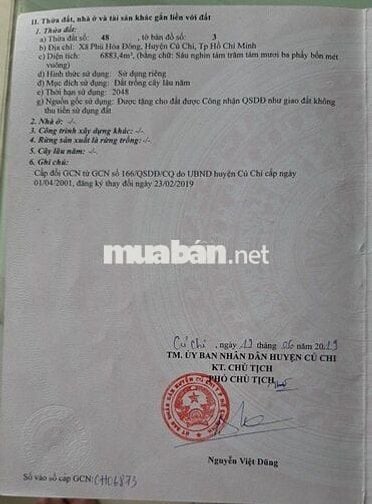 Đất CLN 6.883m2 đường tỉnh lộ 15, gần bến đò Cá Lăng. Ngợp cần bán!!!