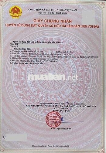 Cần Tiền Đầu Tư Bán Lô Đất Rất Đẹp Ạ !Đg3 Trường Thọ Thông Tứ Hướng