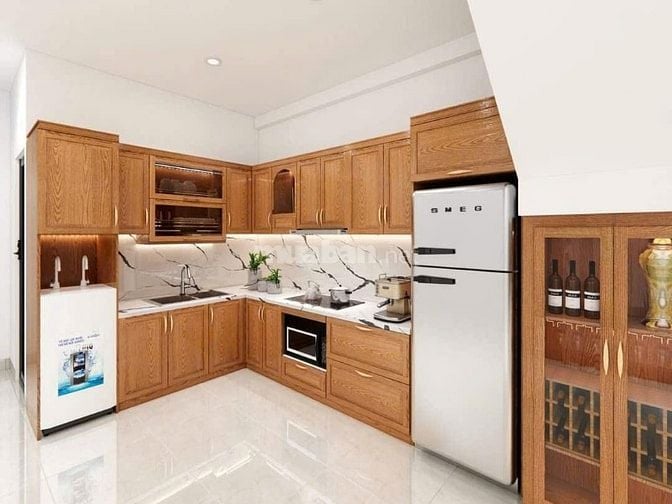 Tủ bếp gỗ, gỗ cứng cáp, màu đẹp, chắc chắn, giá tôt·