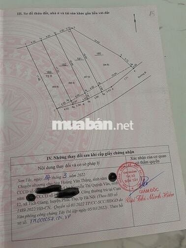 Bán nhanh lô đất tại Sơn Tây - Hà Nội có thương lượng