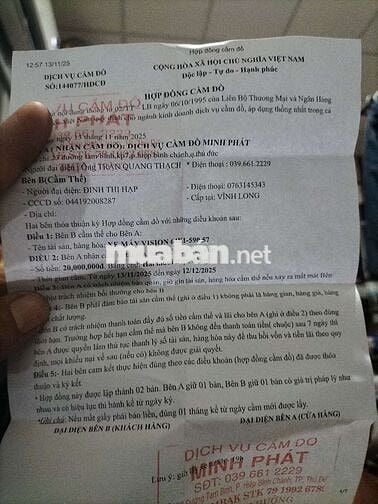 Xe vision bs64 ko chín chuđang cầm 20trieu ban