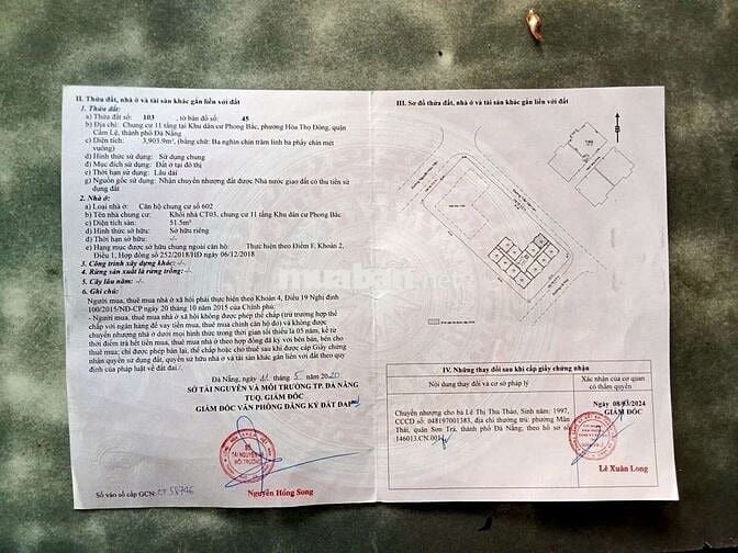 Cần bán chung cư phong bắc CT03