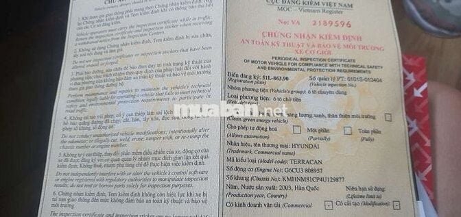 Chiếc Hyundai Terracan sản xuất năm 2003