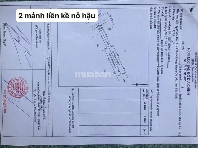 1757m2 đường quốc lộ. Ngay cổng KCN Phước Đông. 22 tỷ TL 