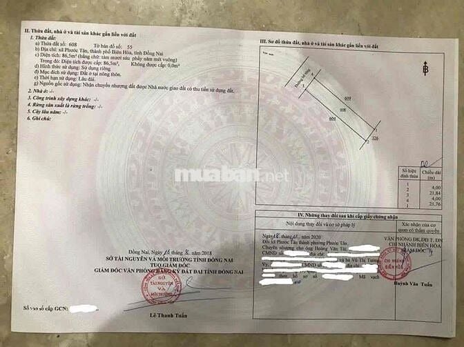 Bán đất thổ cư 86,5m² hẻm 1245 QL51, P. Phước Tân – Biên Hòa, hẻm 5m,