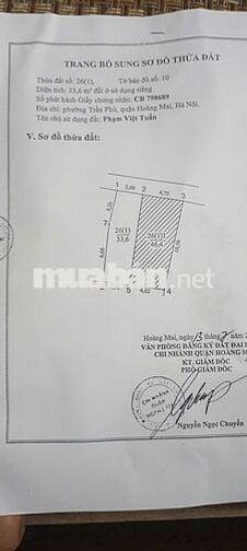 BÁN ĐẤT HOÀNG MAI CHÍNH CHỦ BÁN