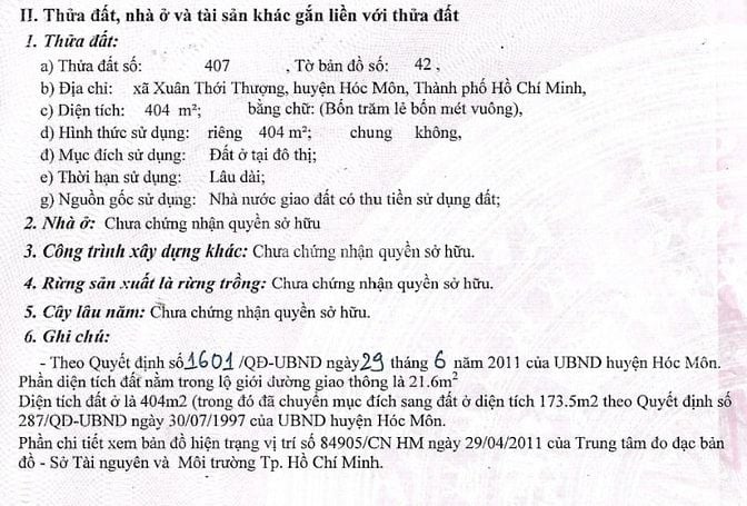 BÁN ĐẤT MẶT TIỀN XXT30, HÓC MÔN, 10X40 THỔ CƯ 100%