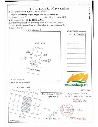 Nền 90m2 thổ cư (5x18) KDC cán bộ công chức huyện Mộc Hóa giá 1 tỷ