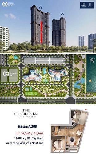 Chính chủ bán căn 1PN, 46m, tòa Y4 - Imperia Signature - Vin Cổ Loa