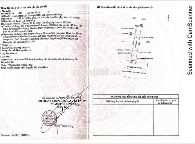 Đất mặt tiền Đ. Trần Đại Nghĩa, Hoà Lợi, BD, dt 177m2,mọi loại hình KD