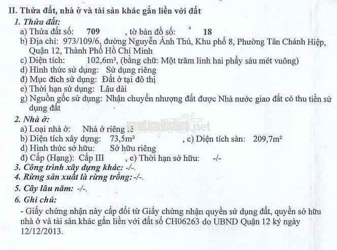 Nhà ngợp Ngân Hàng tại Tân Chánh Hiệp, Q12