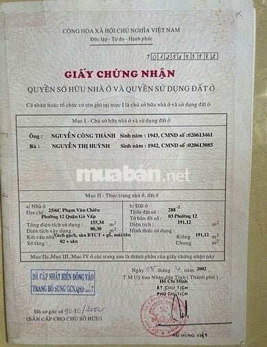 Nhà Mặt Tiền N.V.Khối-P8, DT 8x27m, Công Nhận 191m2