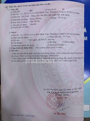  CC Bùi Minh Trực P6 Q8 45,3m2 SHR Căn góc 1PN lầu 1 . HHMG: 25tr