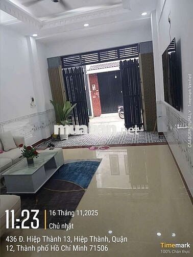 Nhà cần bán gấp hiệp thành 13 quận 12 DT 4x13 kết cầu 3 lầu 4pn4wc