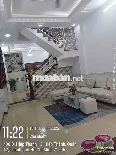 Nhà cần bán gấp hiệp thành 13 quận 12 DT 4x13 kết cầu 3 lầu 4pn4wc