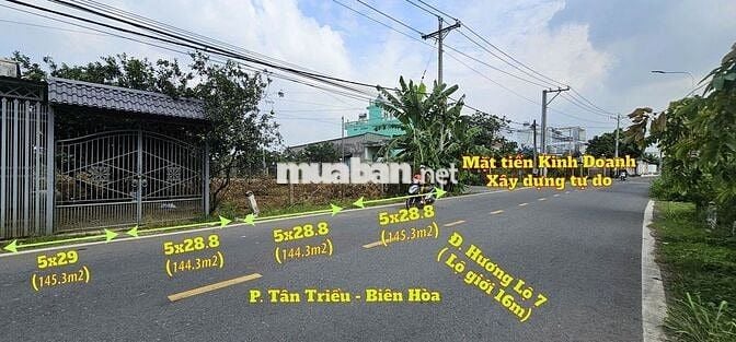 Đất sổ riêng thổ cư mặt tiền hương lộ 7 - P. Tân Triều