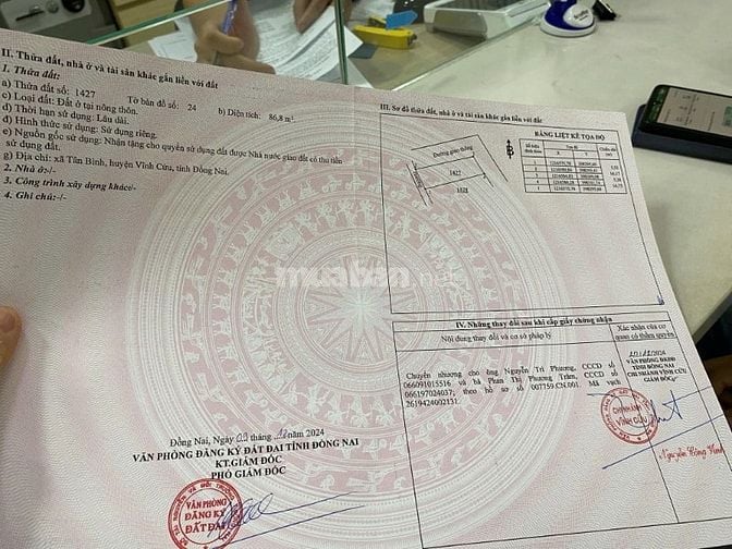 Cần bán lô đất full thổ cư Xã Tân Bình, Vĩnh Cửu, Đồng Nai ( cũ )