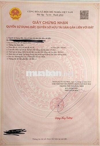 Đất thổ cư, 180m2, đường nhánh ĐX122